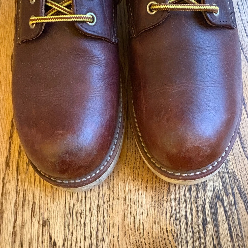 Red Wing Shoes Dark Brown Leather Boots with Yellow Laces - Picture 5 of 9
